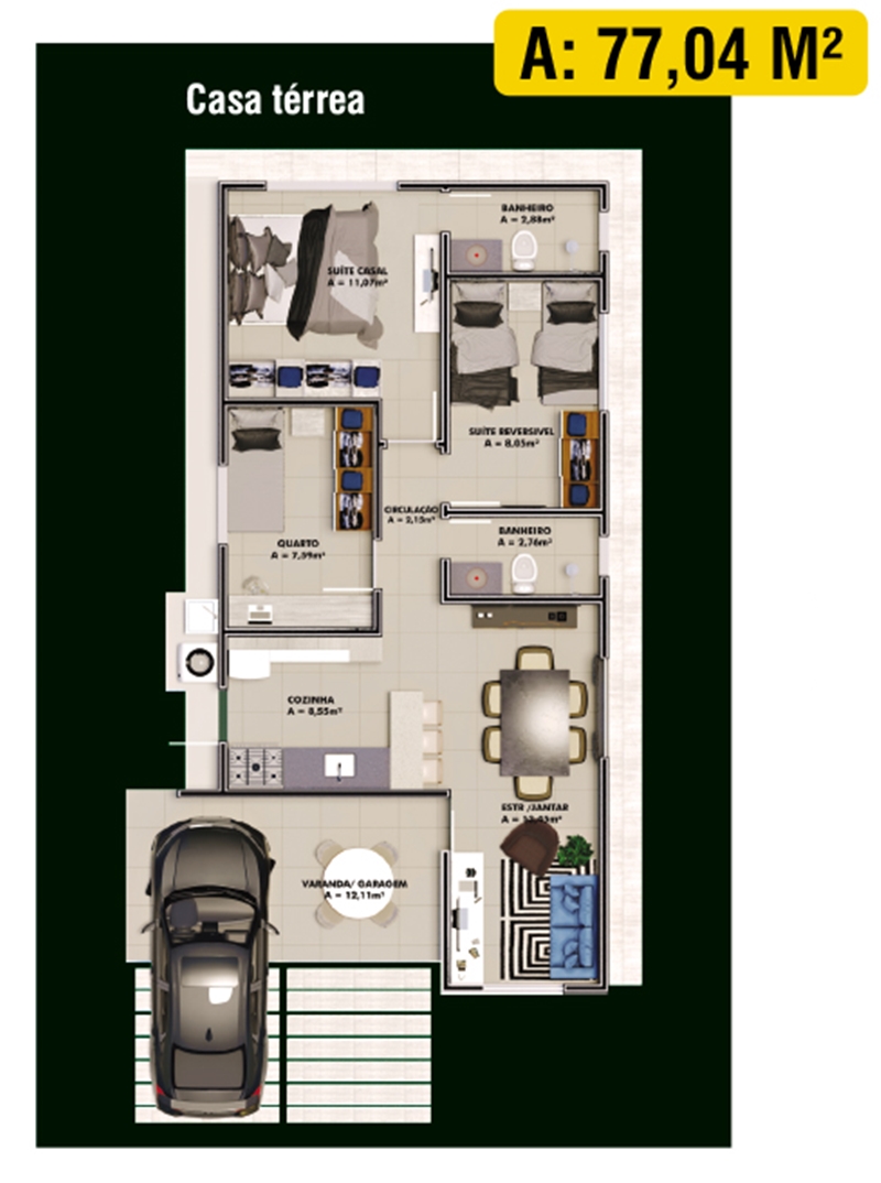 Casas Jardins di Roma (77 m²)