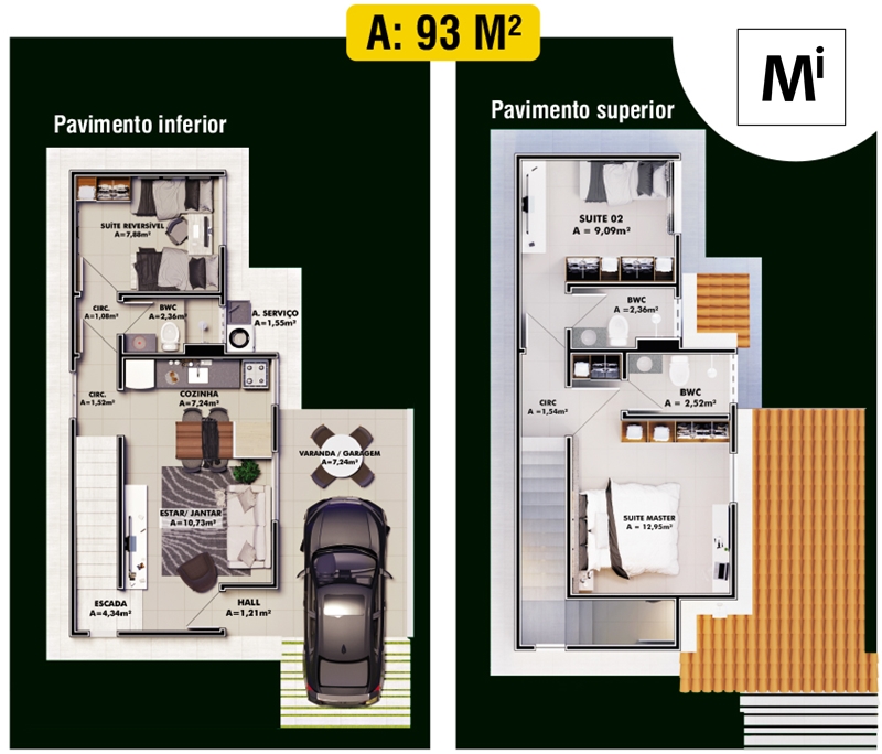 Casas Jardins di Roma (93 m²)