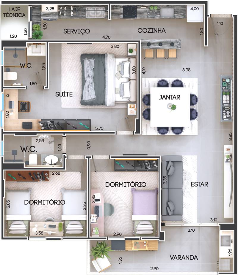 Apartamento planta Frente