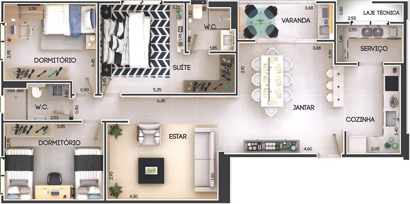 Apartamento planta Fundo