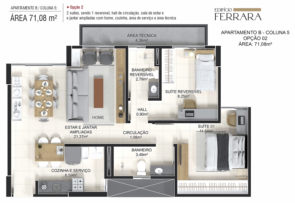 Plantas apartamentos ED. Ferrara Teresina Piauí