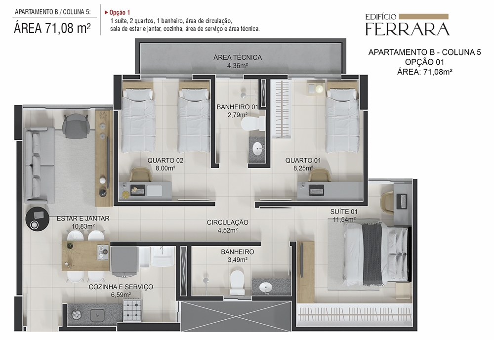 Plantas apartamentos ED. Ferrara Teresina Piauí