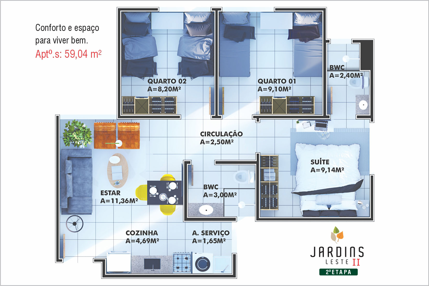 Planta Jardins Leste II (Apartamentos Tipo)