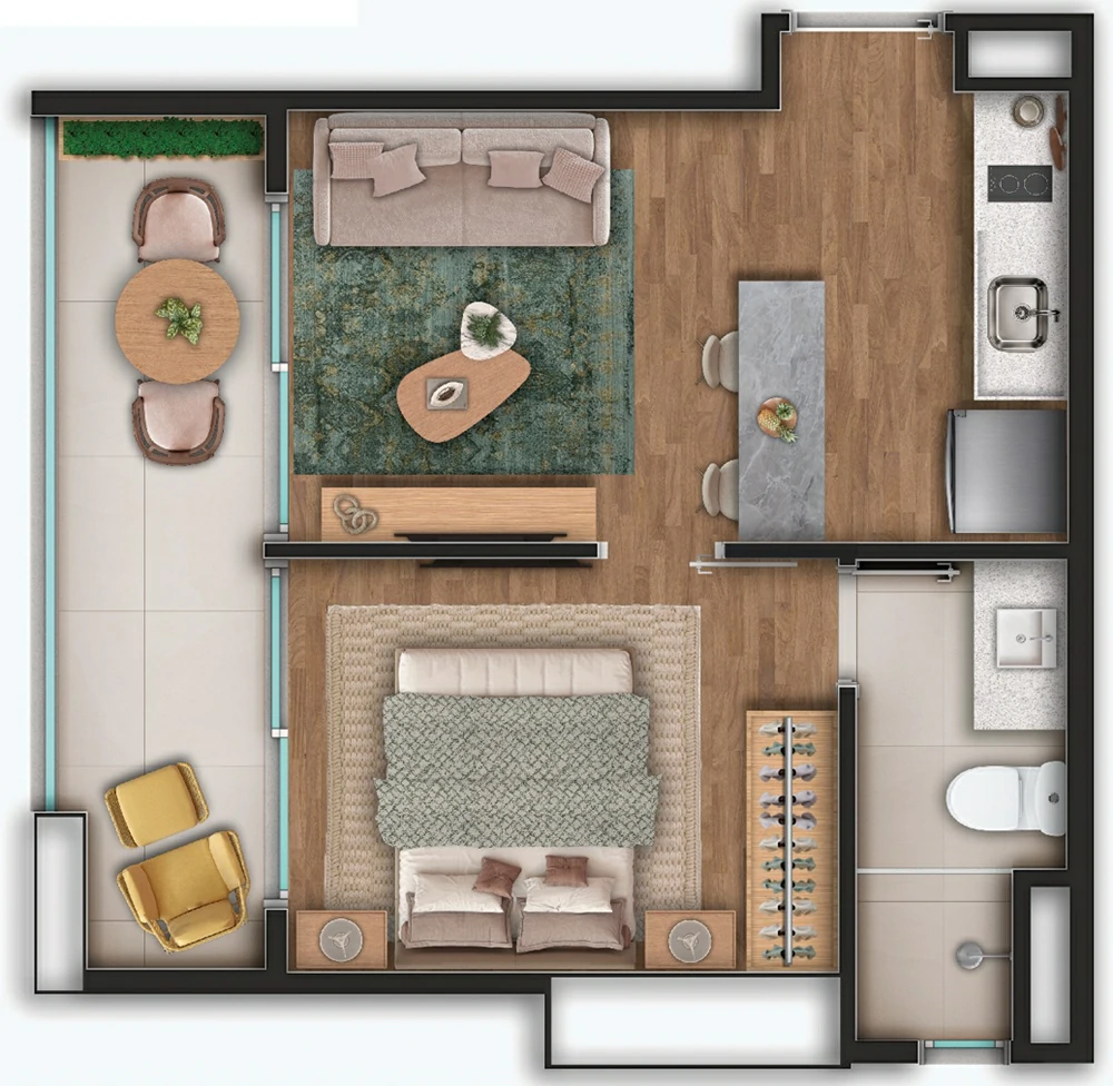 Planta Quarto e Sala Ocean Jardim Brasil Salvador BA