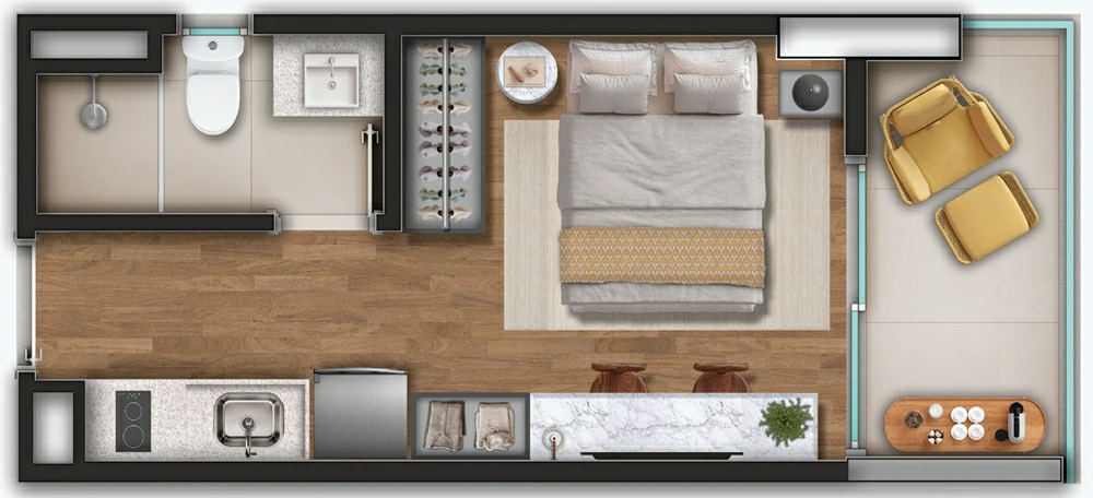 Studio com Varanda Ocean Jardim Brasil Salvador BA