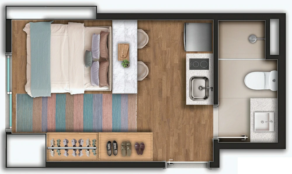 Studio sem Varanda Ocean Jardim Brasil Salvador BA