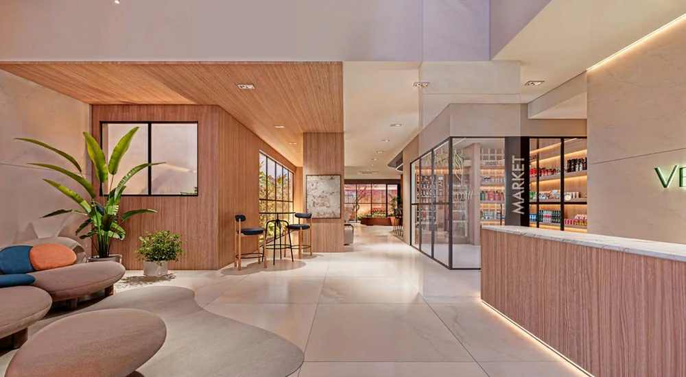 Lobby no térreo do Verde Città