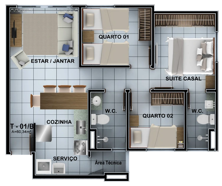 ALTO BELO LESTE 2026 PLANTA 60 METROS QUADRADOS
