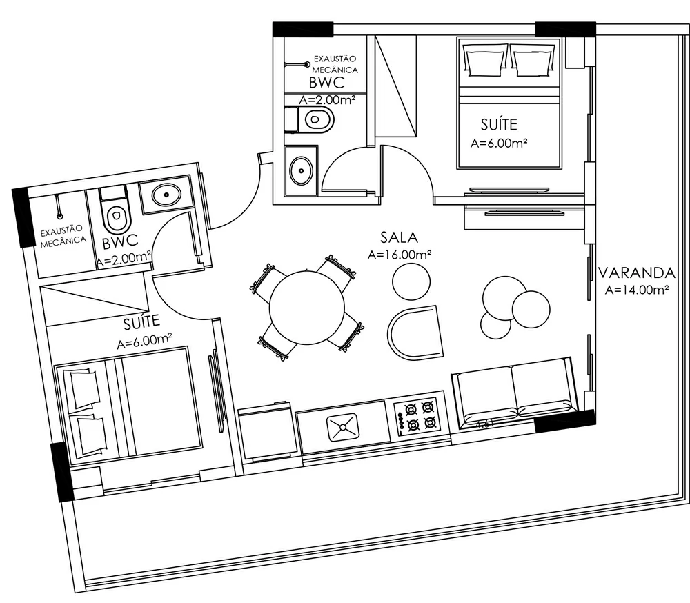 Planta 54 m² H Theresina