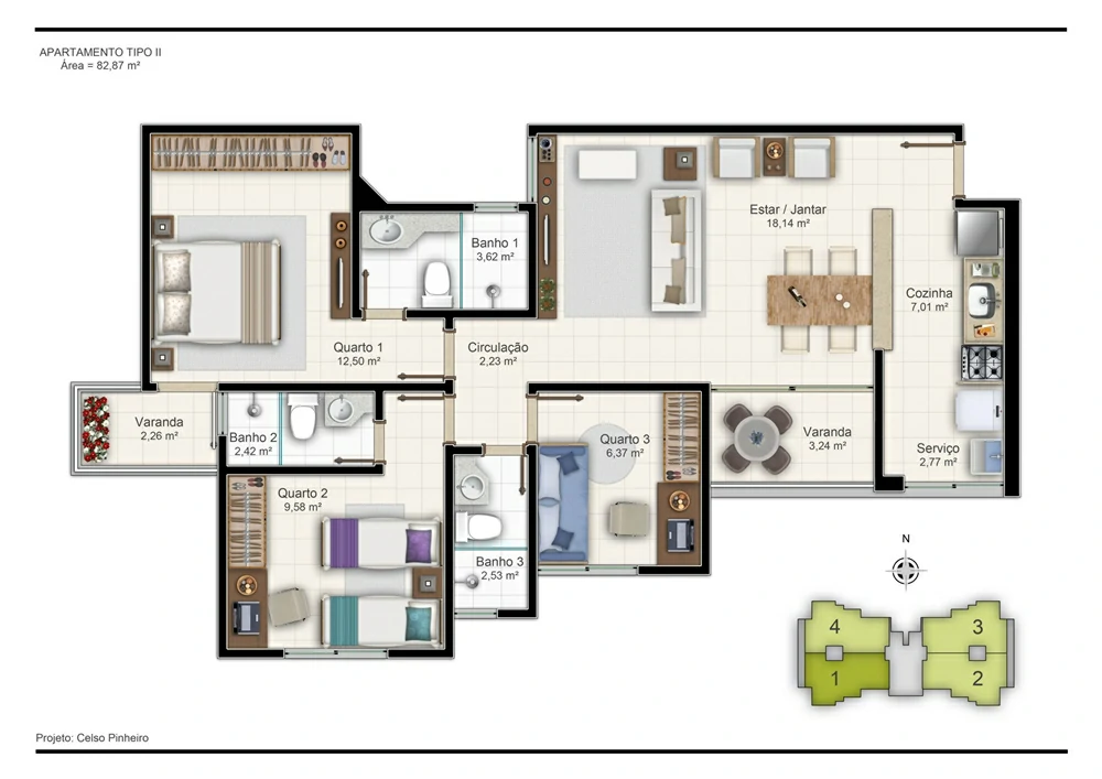 Noblesse: Planta 82 m²