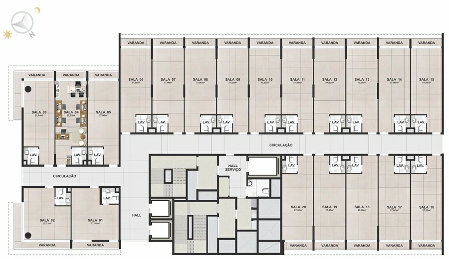 pavimento comercial do Rio Poty Offices & Residence