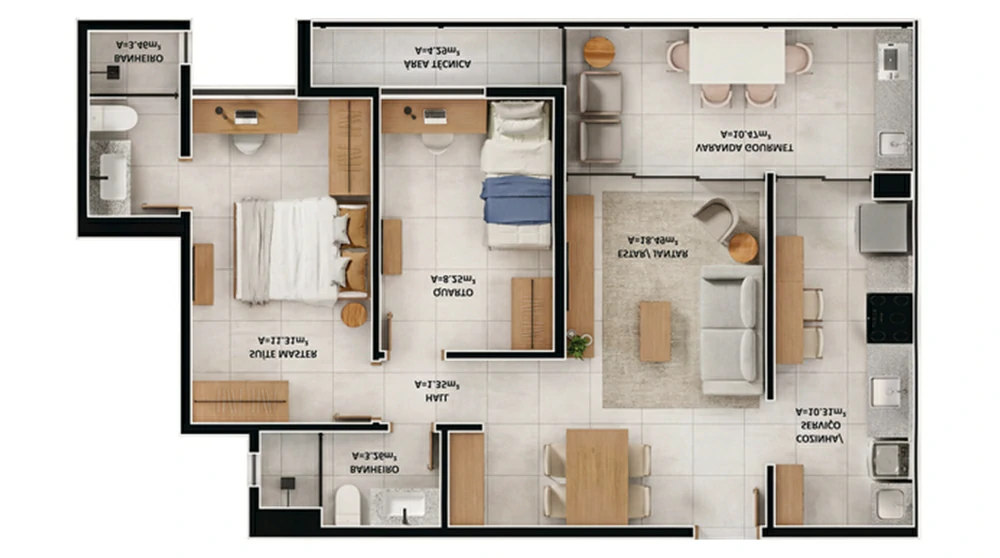 planta de 80 m² do capri teresina pi
