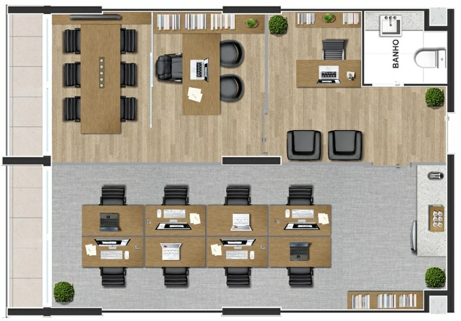 sala corporativa do Rio Poty Offices & Residence