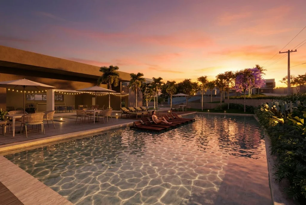 Piscina da área de lazer do condomínio Lumiere Residence