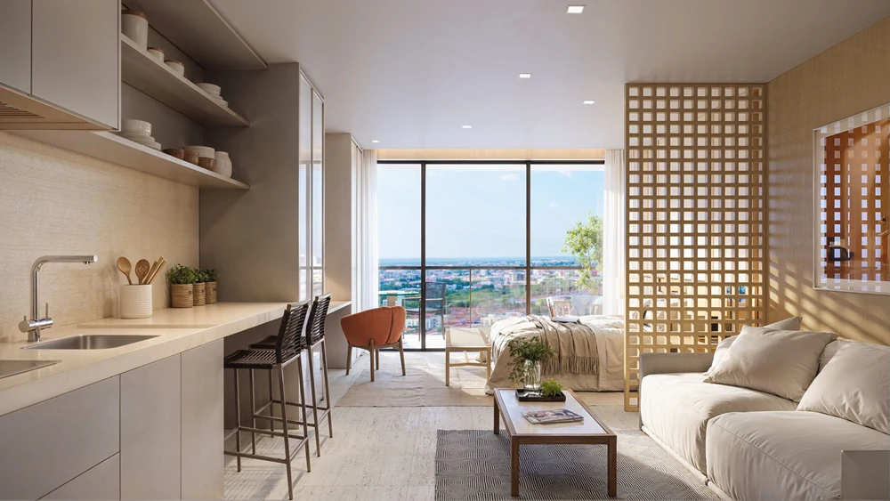 Perspectiva ilustrada do Apartamento no Rio Poty Offices e Residences