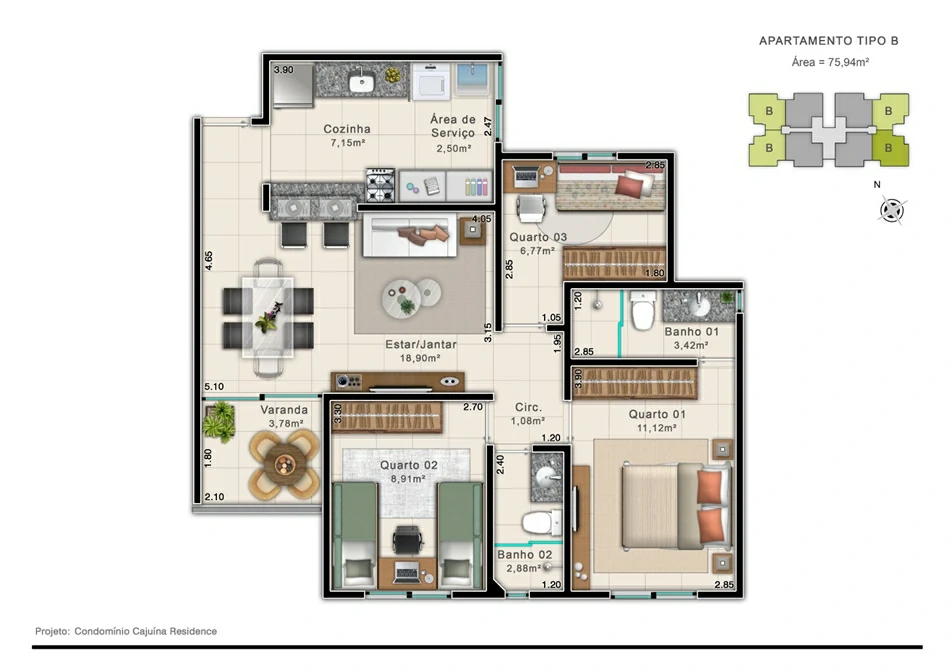 Cajuína Residence Planta Tipo B