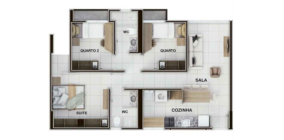 Carnaúba Palace Apto tipo A - 68,24m