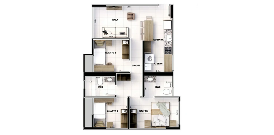 Carnaúba Palace Apto tipo B - 67,64m