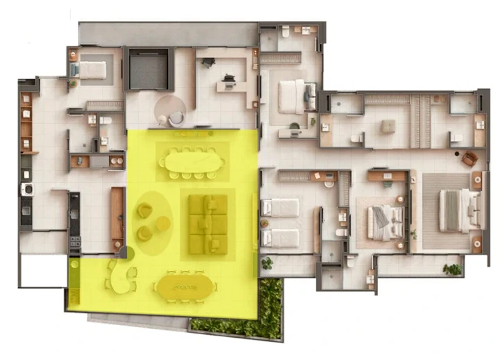 living em destaque na planta coluna 2