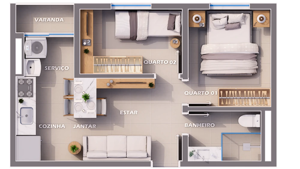 Planta 40,75 m² Sebastião Portela